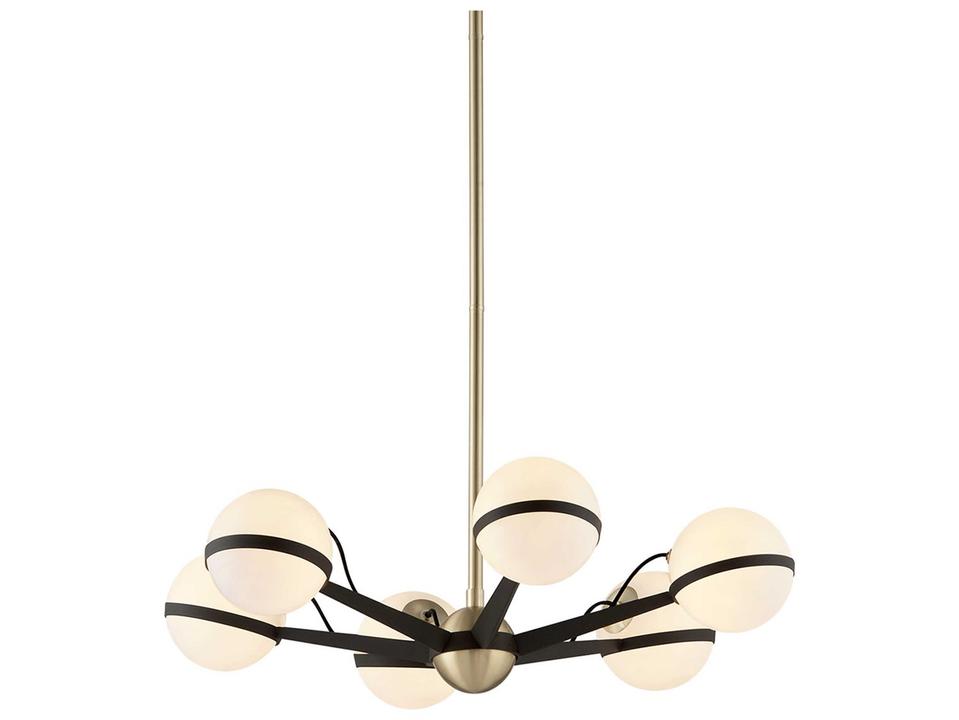 Ace 6-Light Chandelier in Textured Bronze and Brushed Brass