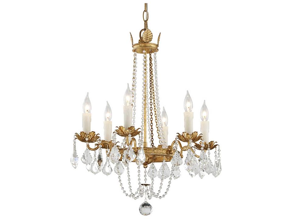 Viola 6 Light Chandelier in Distressed Gold Leaf
