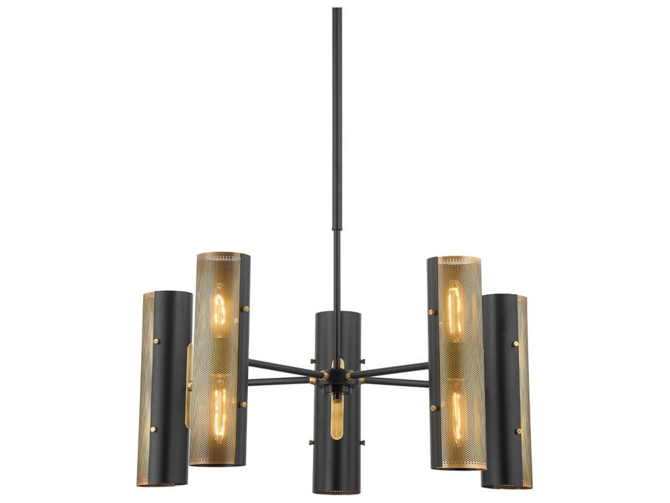 Mikka 10-Light Chandelier in Patina Brass and Soft Black