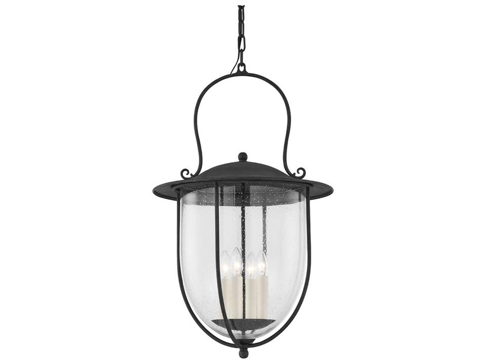 Monterey County 4-Light Outdoor Pendant in French Iron and Clear Seeded Glass by Mark D. Sikes