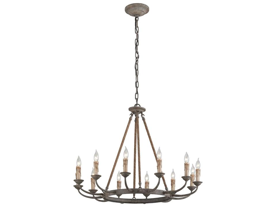 Cyrano 12-Light Chandelier in Earthen Bronze Hand-Worked Iron