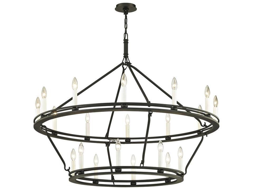 Sutton 20-Light Double Chandelier in Textured Black Hand-Worked Iron