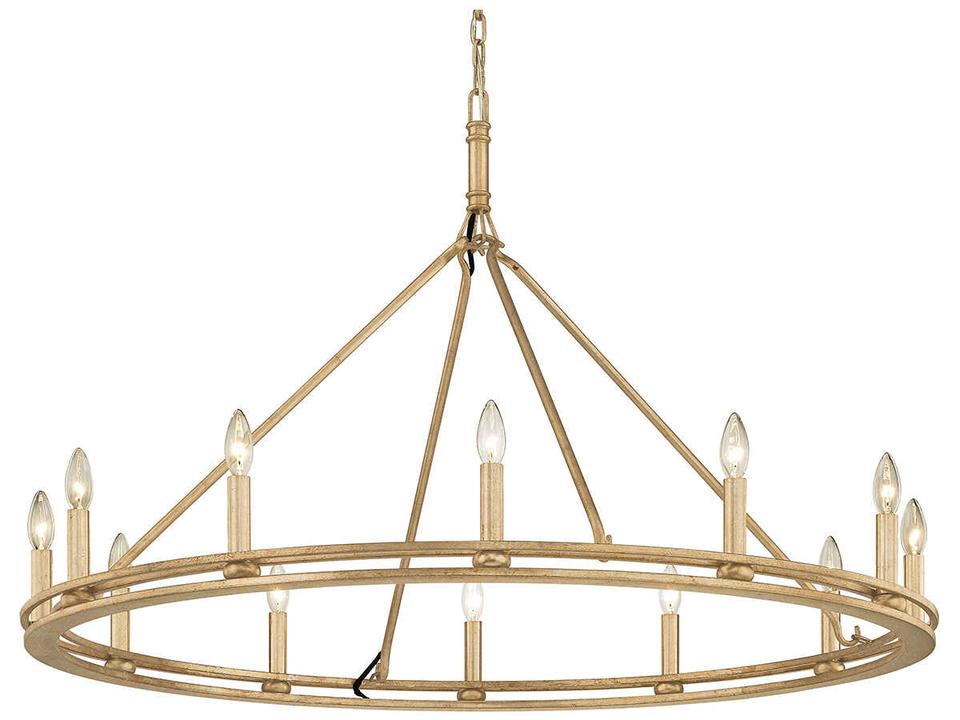 Sutton 12-Light Chandelier in Champagne Leaf