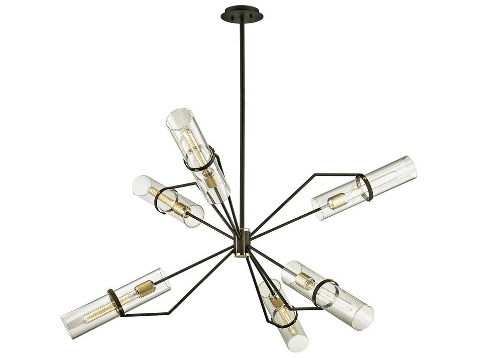 Raef Chandelier in Textured Bronze and Brushed Brass