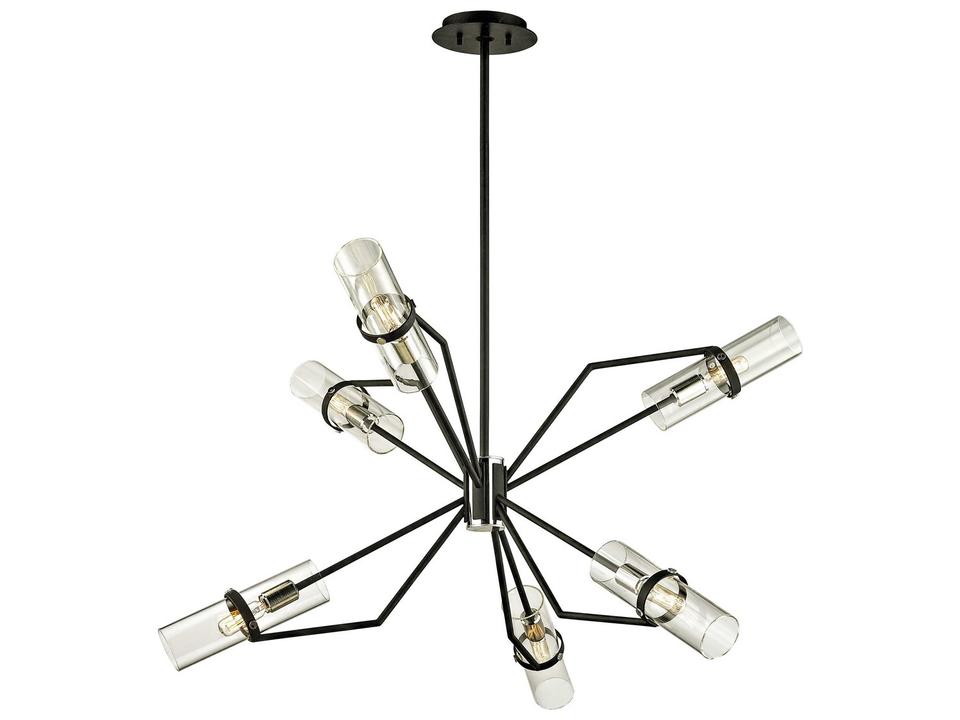 Raef 6-Light Chandelier in Textured Black and Polish Nickel
