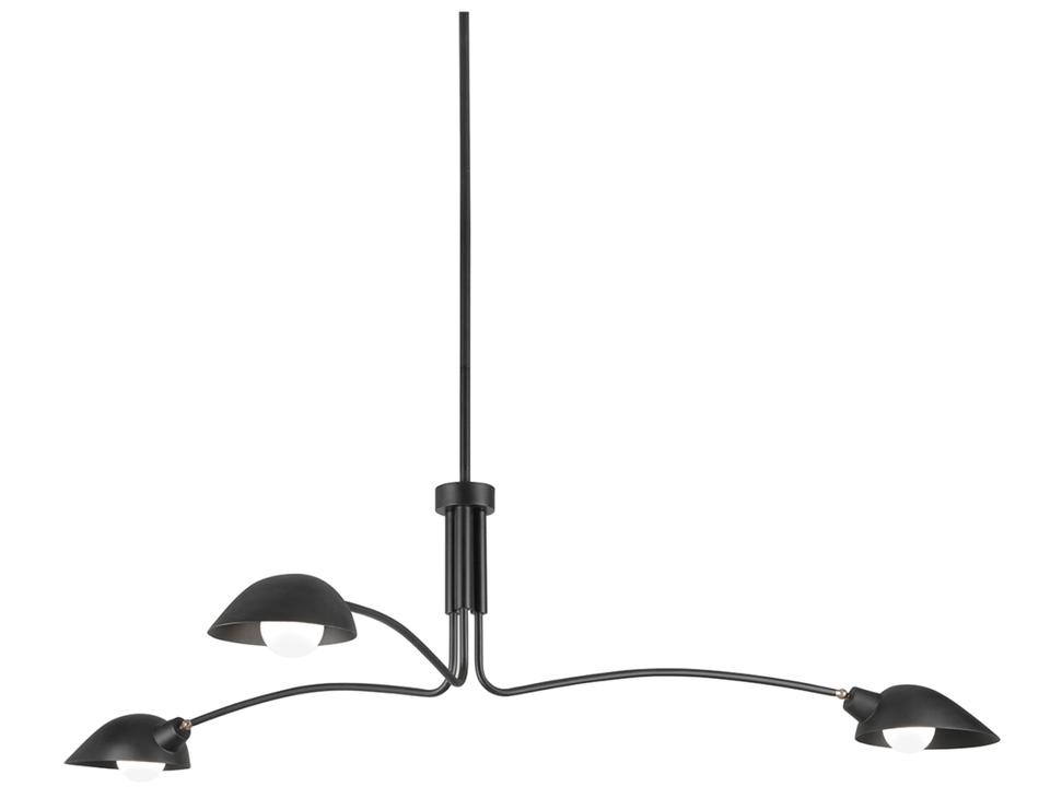 Leo 3-Light Chandelier in Soft Black with Rotating Steel Shades