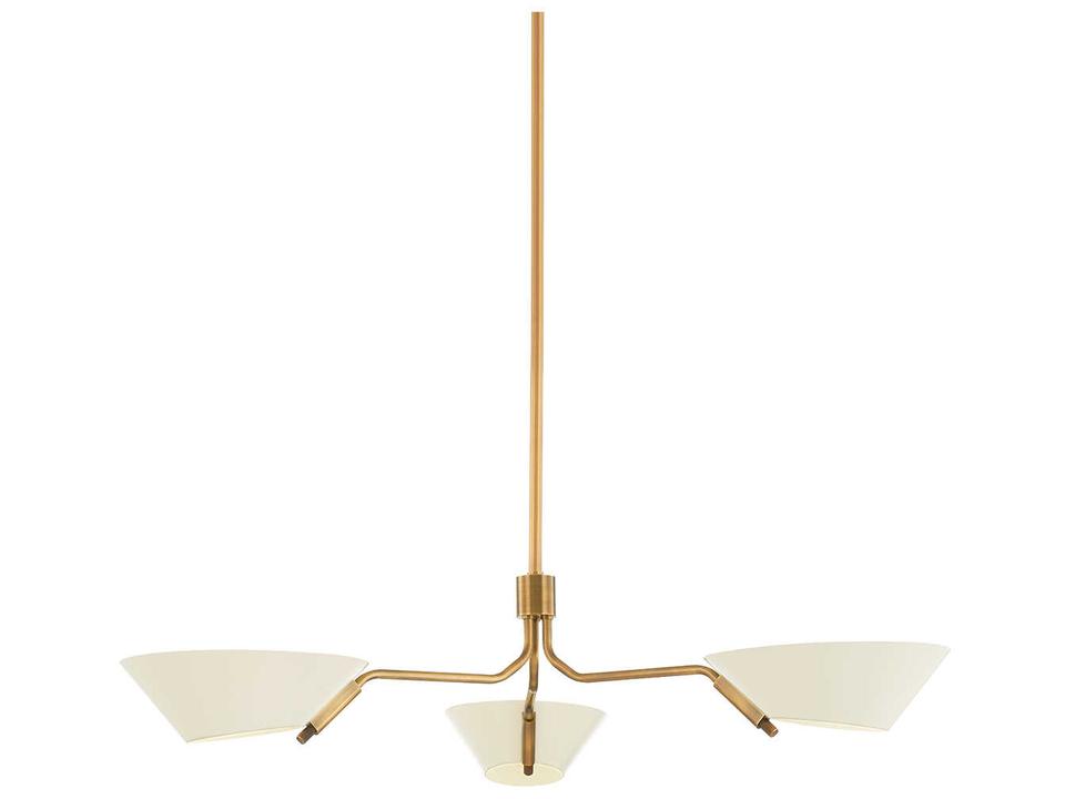 Sacramento 3-Light Chandelier in Patina Brass and Soft Sand