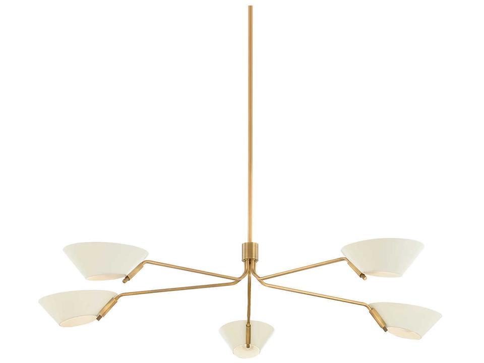 Sacramento 5-Light Chandelier in Patina Brass and Soft Sand