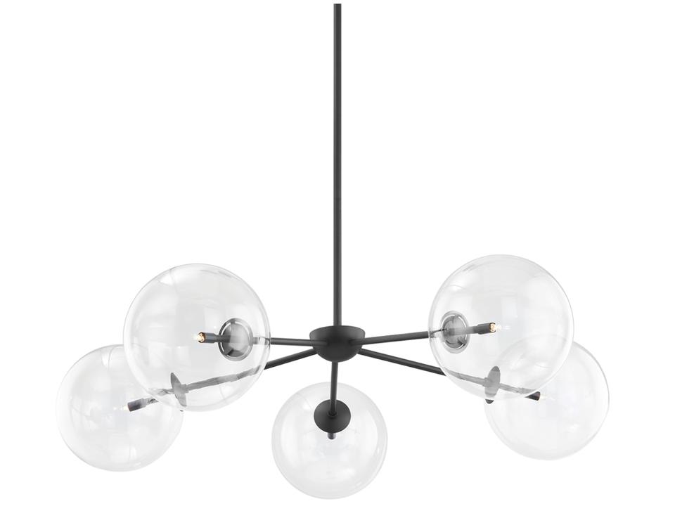 Madrid 5-Light Chandelier in Soft Black and Clear Glass