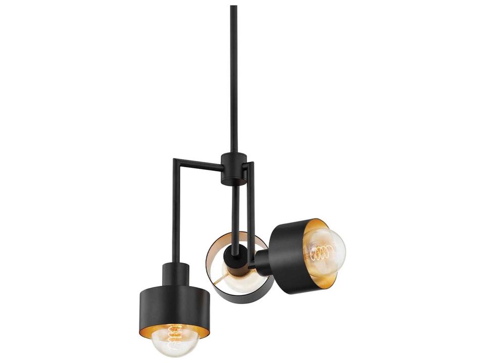 North 3-Light Mini Chandelier in Soft Black and Gold Leaf