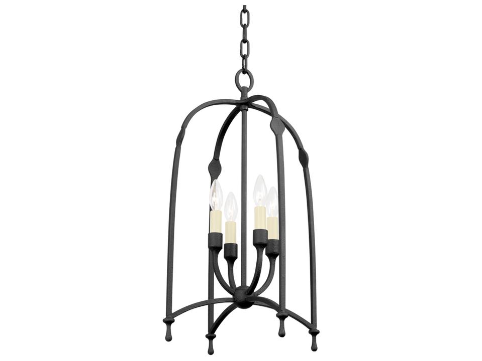 Rhett 4-Light Open Cage Pendant Light in Black Iron