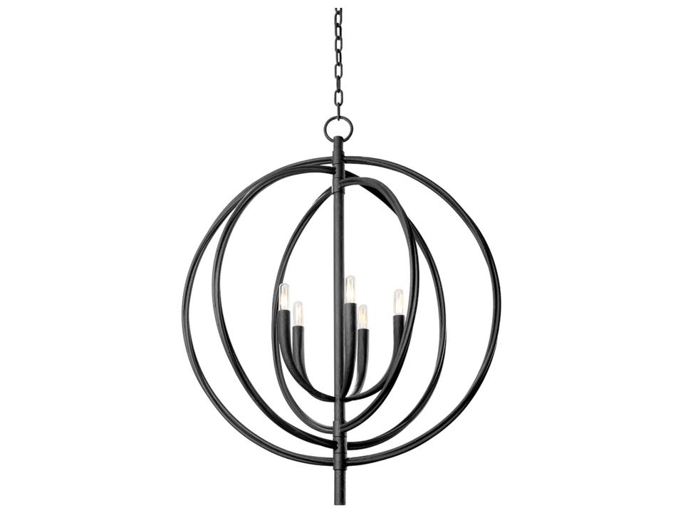 Fillea 5-Light Pendant in Black Iron and Steel