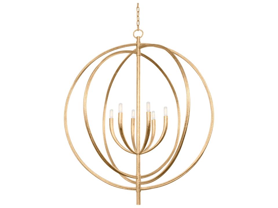 Fillea 6-Light Orb Pendant in Vintage Gold Leaf Iron and Steel