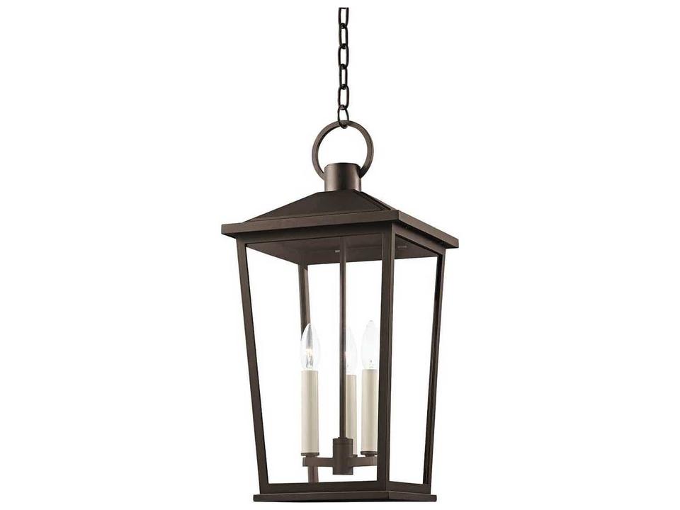 Soren 3-Light Outdoor Pendant Light in Textured Bronze with Clear Glass