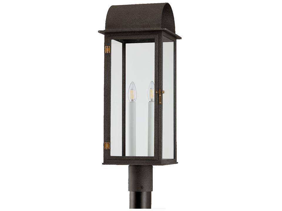 Bohen 2-Light Outdoor Post Mount in French Iron and Patina Brass