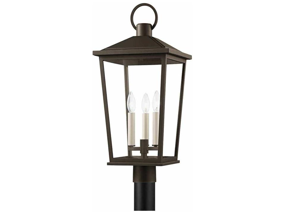 Soren 3-Light Outdoor Post Light in Textured Bronze and Clear Glass