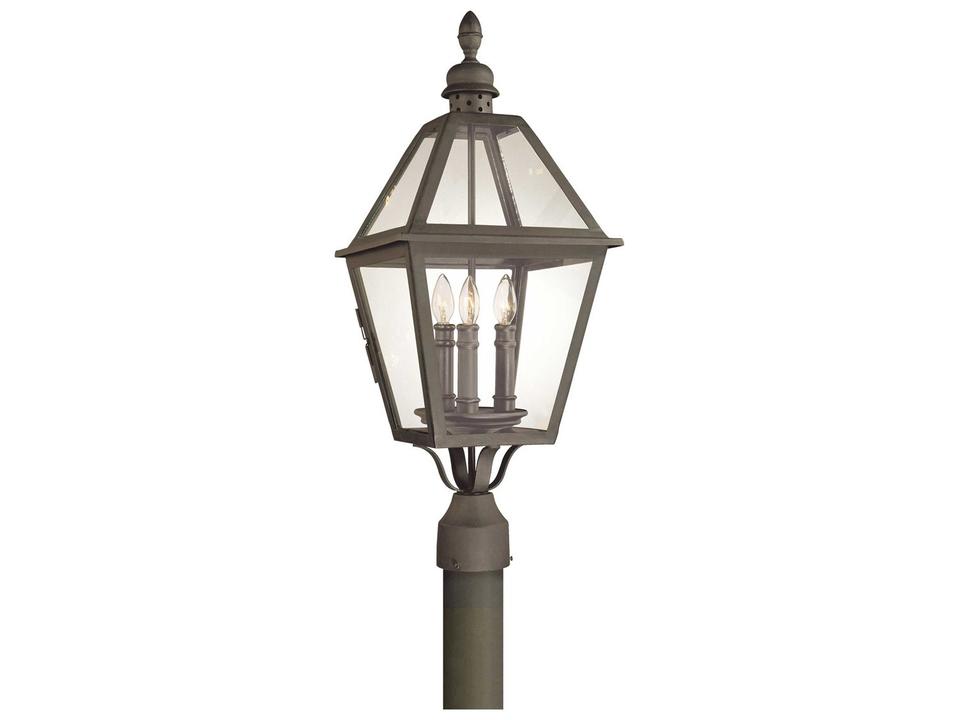 Townsend 3-Light Outdoor Post Light in Natural Bronze and Clear Glass
