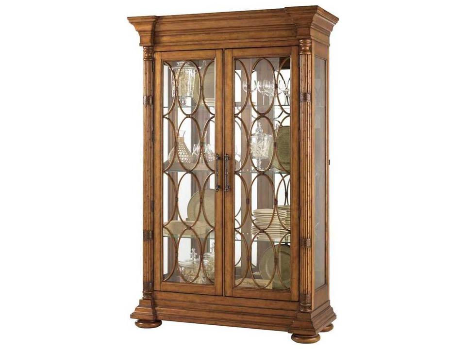 Island Estate Mariana Display Cabinet with Lighted Interior and Bamboo Fretwork