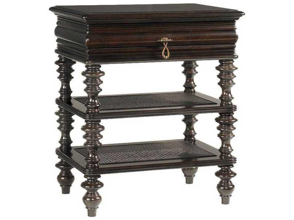 Royal Kahala Haven Nightstand in Tobacco Brown Mahogany and Wicker