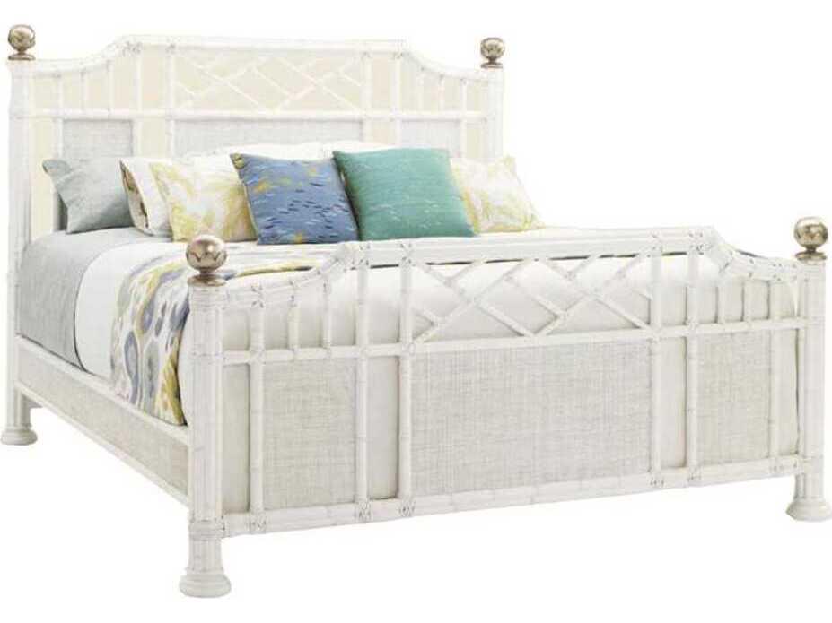 Ivory Key Pritchards Bay Queen Panel Bed with Leather Wrapped Rattan