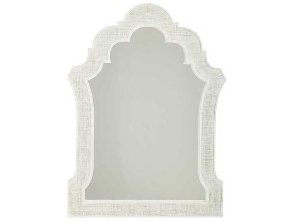 Ivory Key Sandys Wall Mirror in Crisp White with Woven Raffia