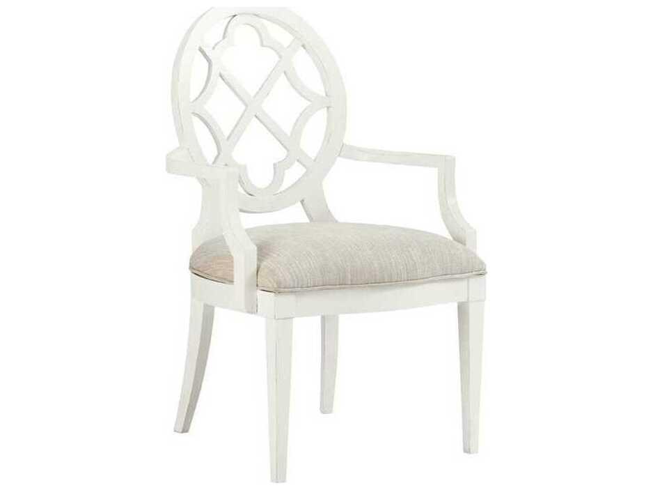 Ivory Key Mill Creek Upholstered Arm Dining Chair in Light Parchment