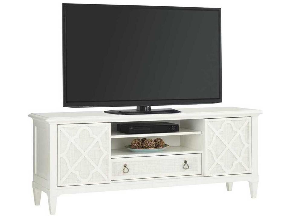Ivory Key Wharf Street Wood Media Console in Crisp White