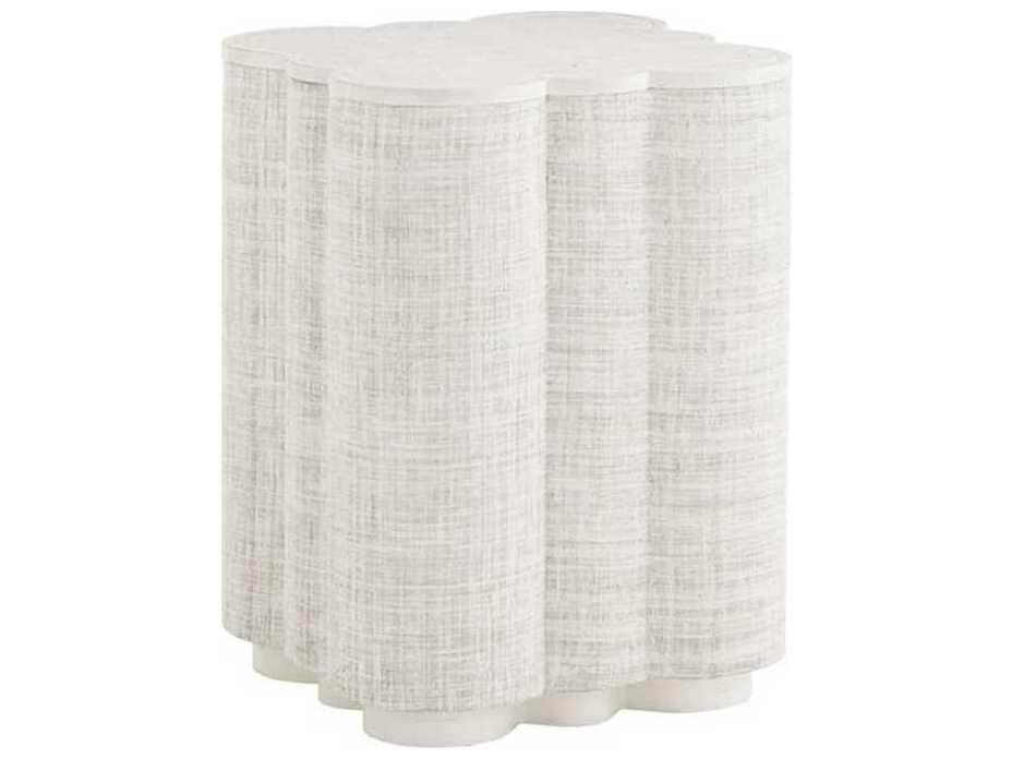 Ivory Key Spar Point Chairside End Table with Woven Raffia