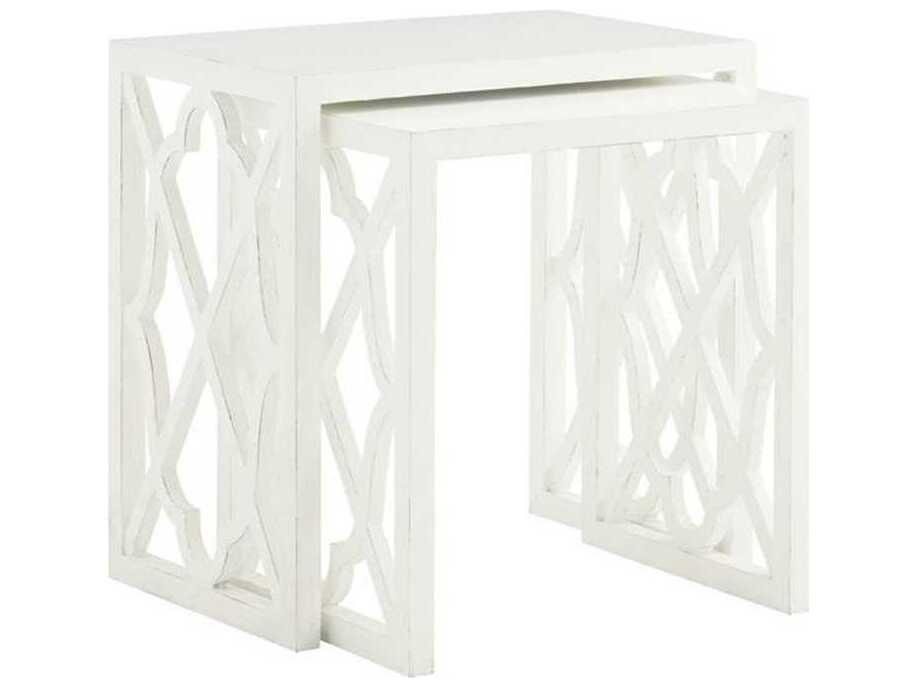 Ivory Key Stovell Ferry Nesting Tables in White Wood