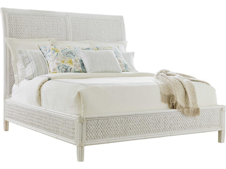 Ocean Breeze Siesta Key Woven California King Platform Bed in Shell White