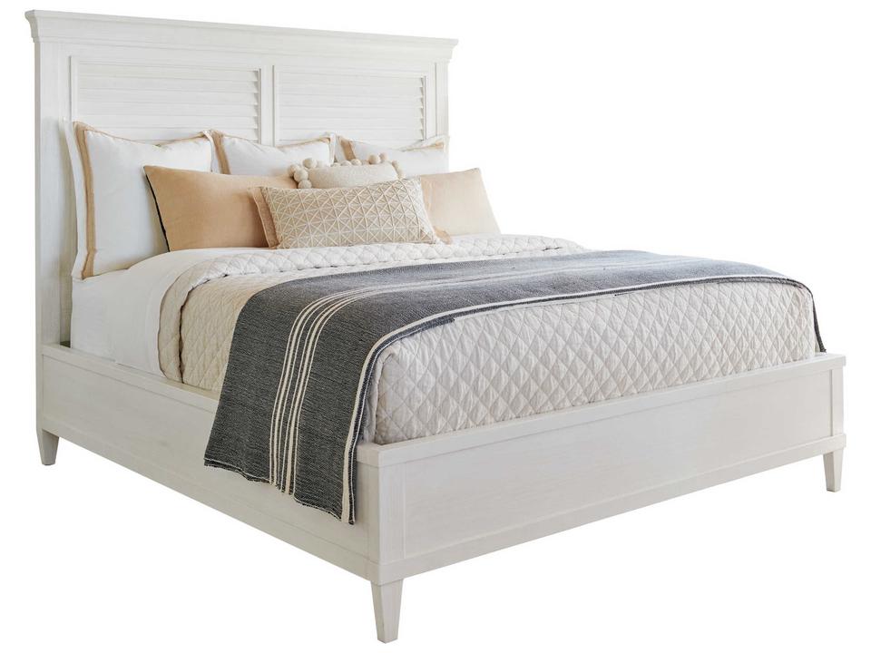 Ocean Breeze Royal Palm Louvered California King Platform Bed in Shell White