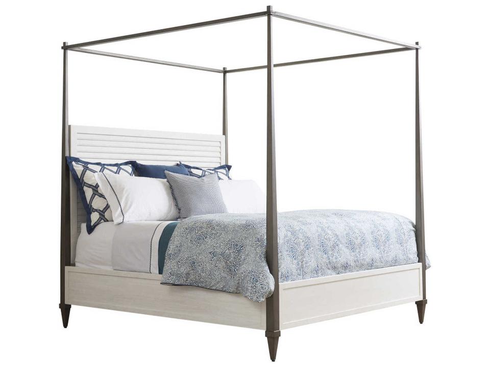 Ocean Breeze Coral Gables Queen Poster Bed Shell White Finish
