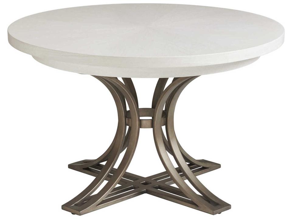 Marsh Creek 48-Inch Round Dining Table Shell White and Burnished Pewter