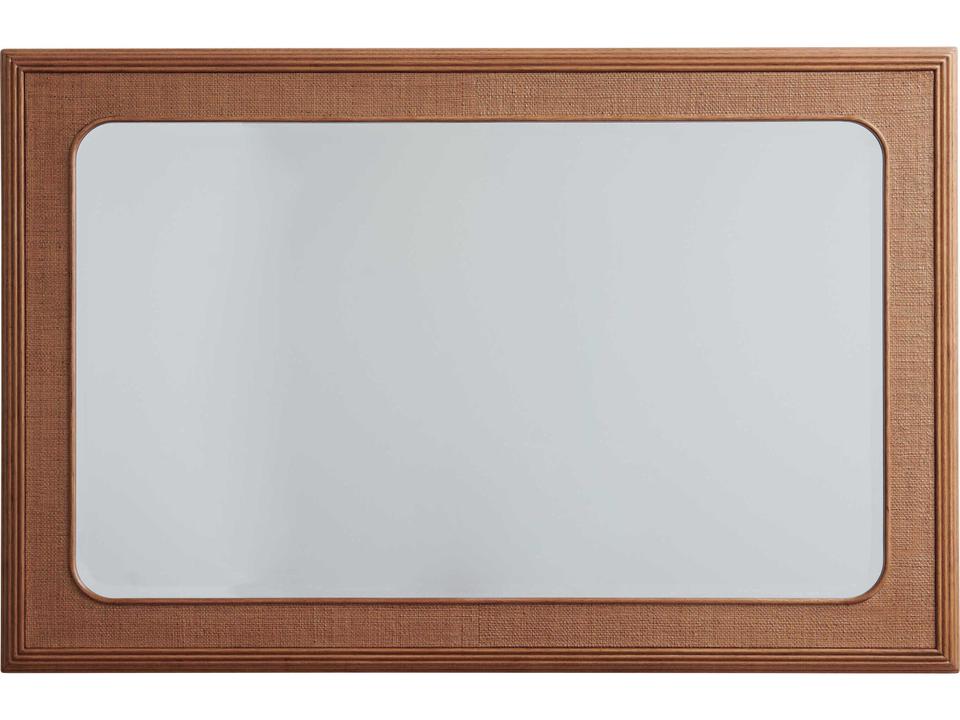 Palm Desert Wood Framed Raffia Rectangular Wall Mirror Sundrenched Sierra Tan