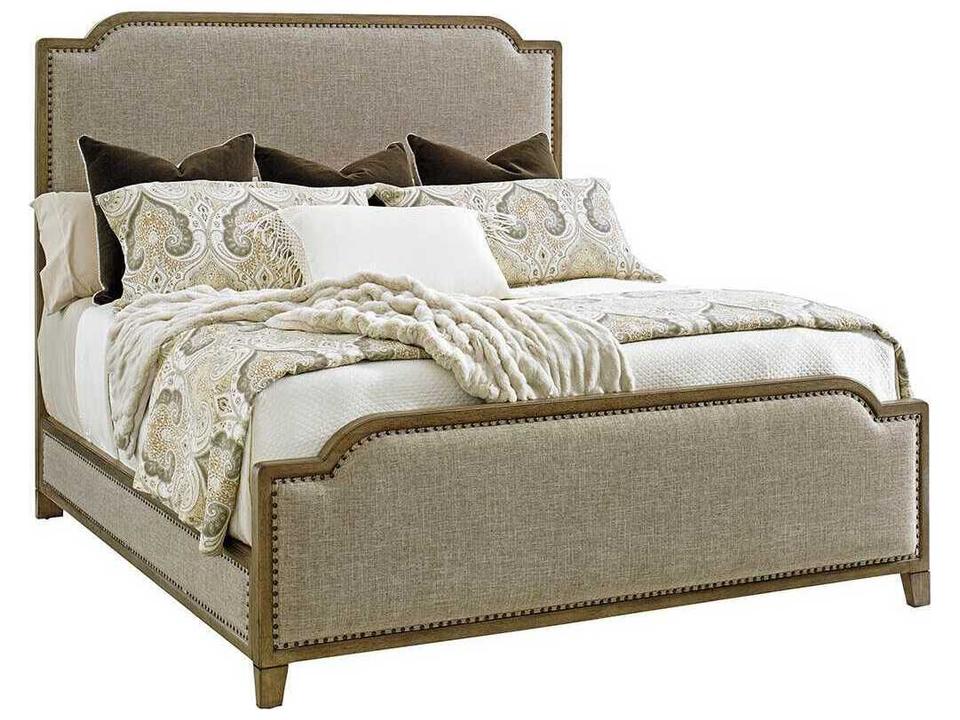 Home Cypress Point Stone Harbour Queen Upholstered Bed in Weathered Driftwood