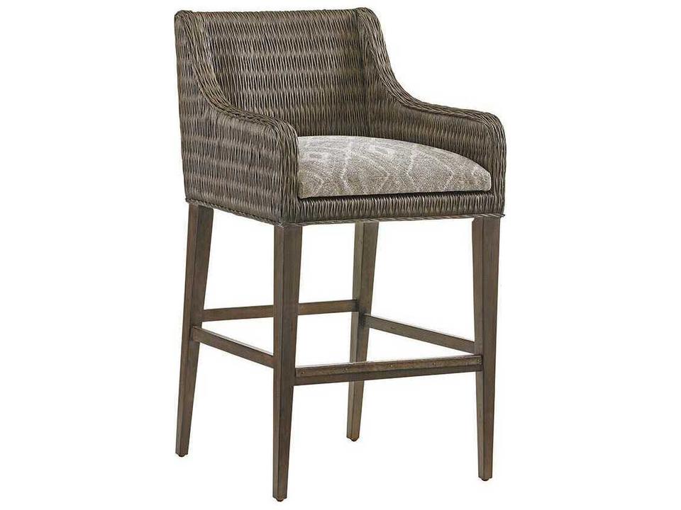 Cypress Point Turner Woven Bar Stool in Smoke Gray