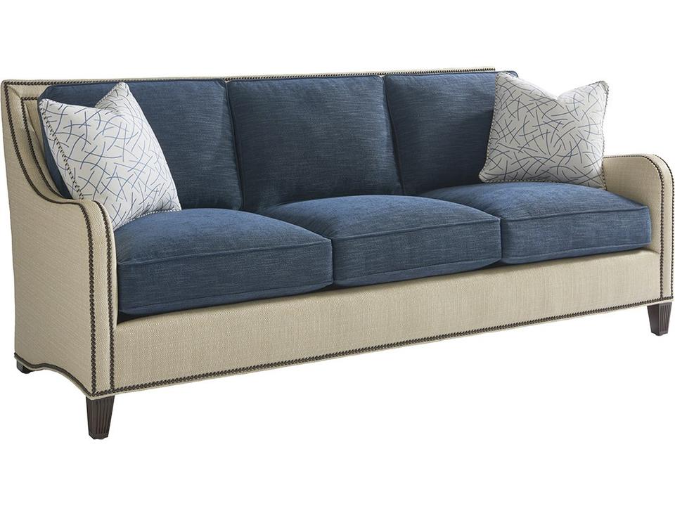 Twin Palms Bronze Midtown Blue Upholstered Sofa