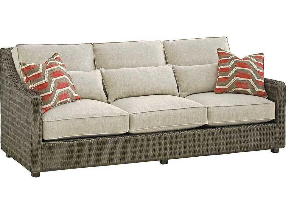 Hayes 3-Seat Sofa with Woven Rattan Frame and Down Blend Cushions