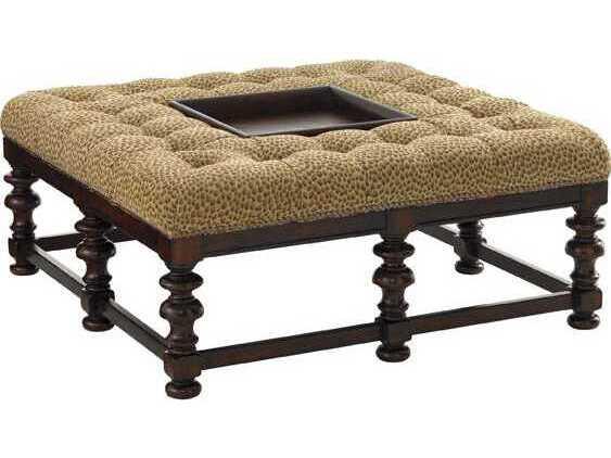 Home Heather Cocktail Ottoman with Removable Metal Tray
