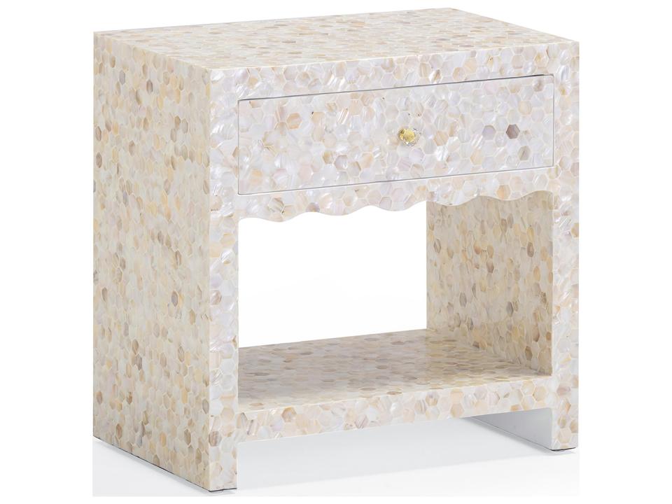 Piara 22" Natural Mother of Pearl Inlaid Nightstand With Drawer
