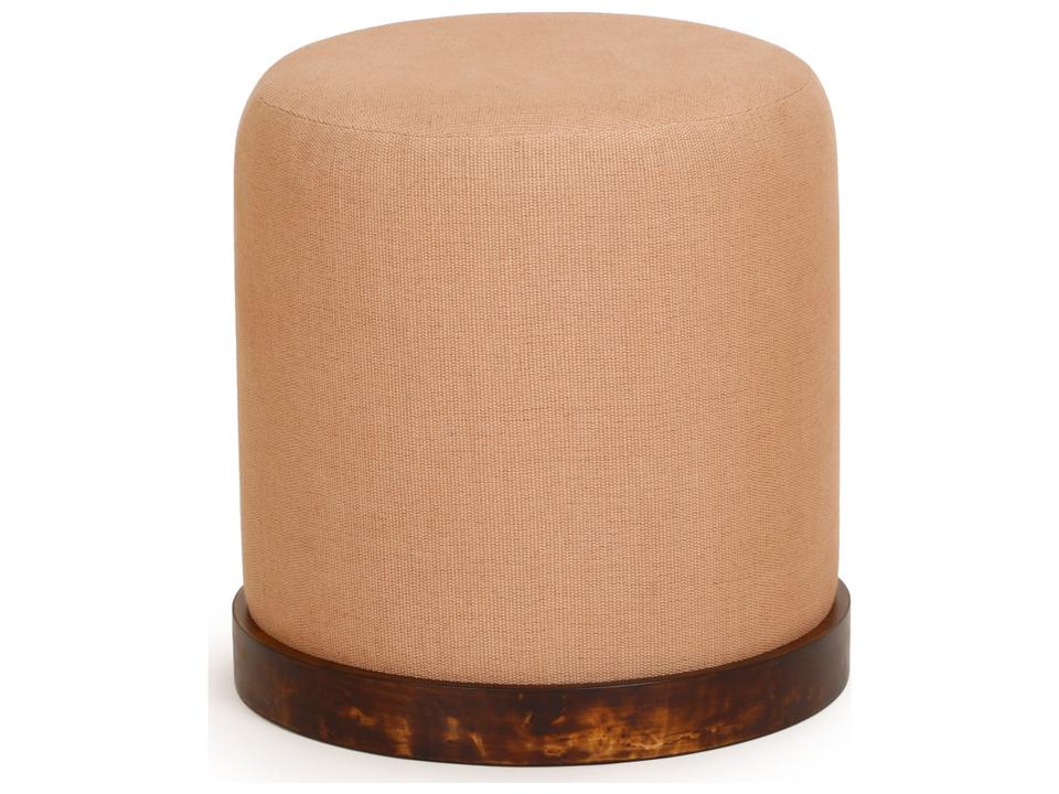 Como Burl and Peach Cotton Jute Contract-Grade Accent Stool