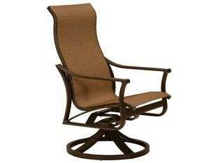 Corsica Sling High Back Outdoor Swivel Rocker Dining Armchair