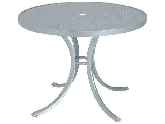 Boulevard 36 Inch Round Aluminum Dining Table with Umbrella Hole
