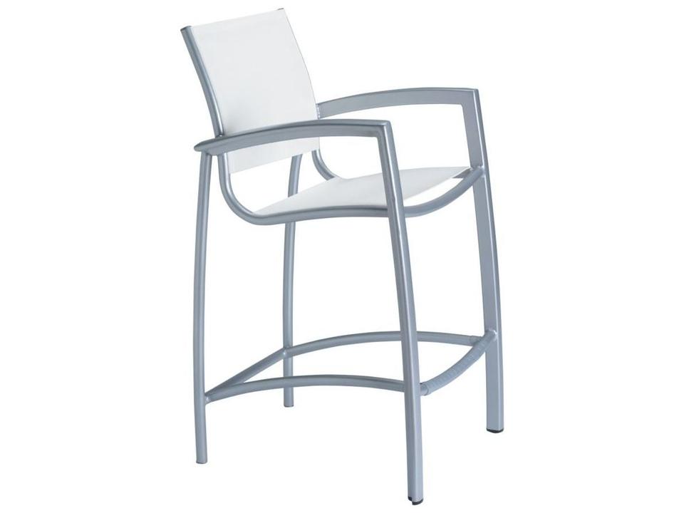 South Beach Relaxed Sling Stationary Bar Stool with Aluminum Frame