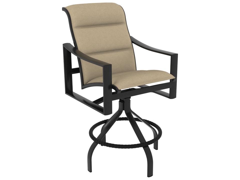 Kenzo Padded Sling Swivel Bar Stool Outdoor High Back