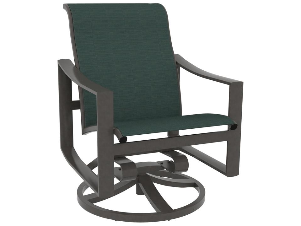 Kenzo Sling Aluminum Swivel Rocker Outdoor Patio Dining Arm Chair