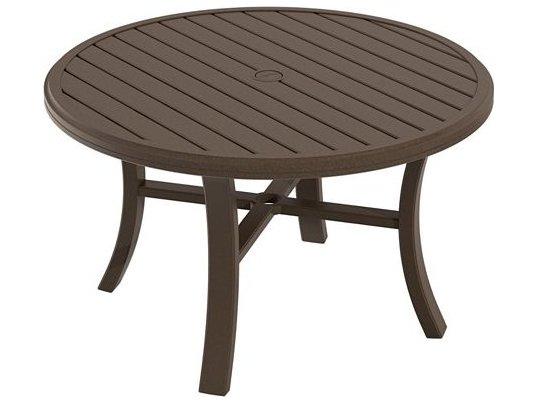 Banchetto 42-Inch Round Slat Aluminum Chat Table with Umbrella Hole
