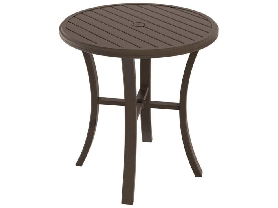 Banchetto 36-Inch Round Slat Aluminum Bar Table with Umbrella Hole