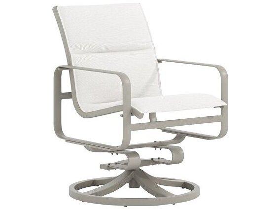 Brasilia Padded Sling Swivel Rocker Dining Arm Chair