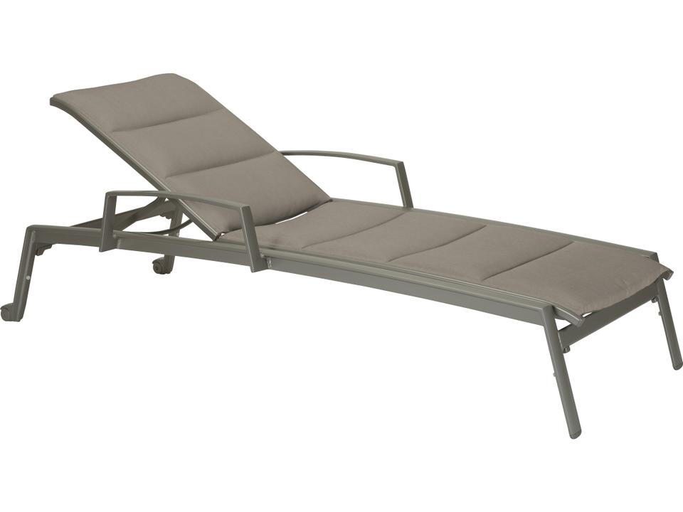 Elance Padded Sling Aluminum Chaise Lounge with Wheels